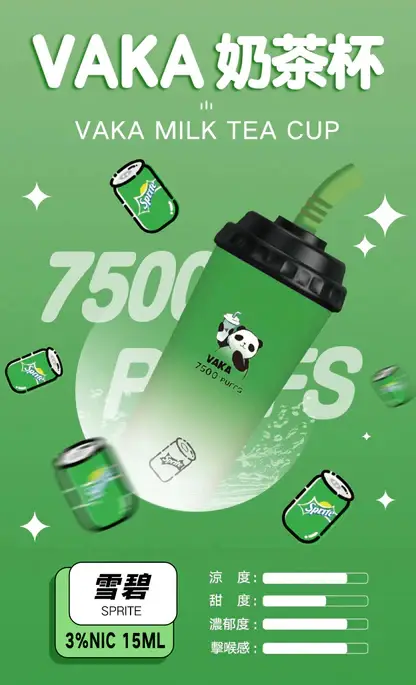 VAKA 奶茶杯 7500 電子煙 ｜ 戶外野餐展現 Q 萌風格 ｜ 穩健電力核心確保持續輸出溫潤喉韻與純粹低負擔感
