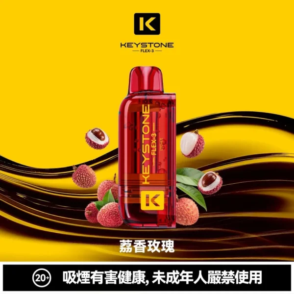 KEYSTONE FLEX-3 鑰石 25000口磁吸換彈拋棄式電子煙套裝｜日常外出隨身攜帶｜三段功率調節搭配Mesh網芯展現穩定霧感與滿足口感層次【買一盒煙彈送主機】