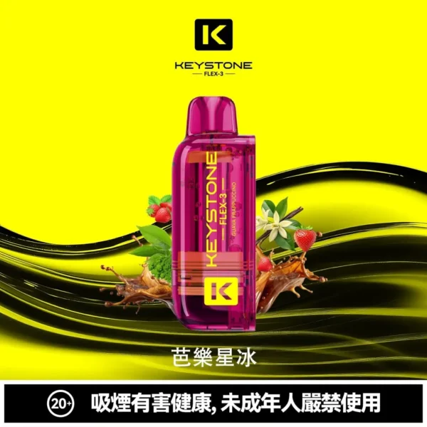 KEYSTONE FLEX-3 鑰石 25000口磁吸換彈拋棄式電子煙套裝｜日常外出隨身攜帶｜三段功率調節搭配Mesh網芯展現穩定霧感與滿足口感層次【買一盒煙彈送主機】